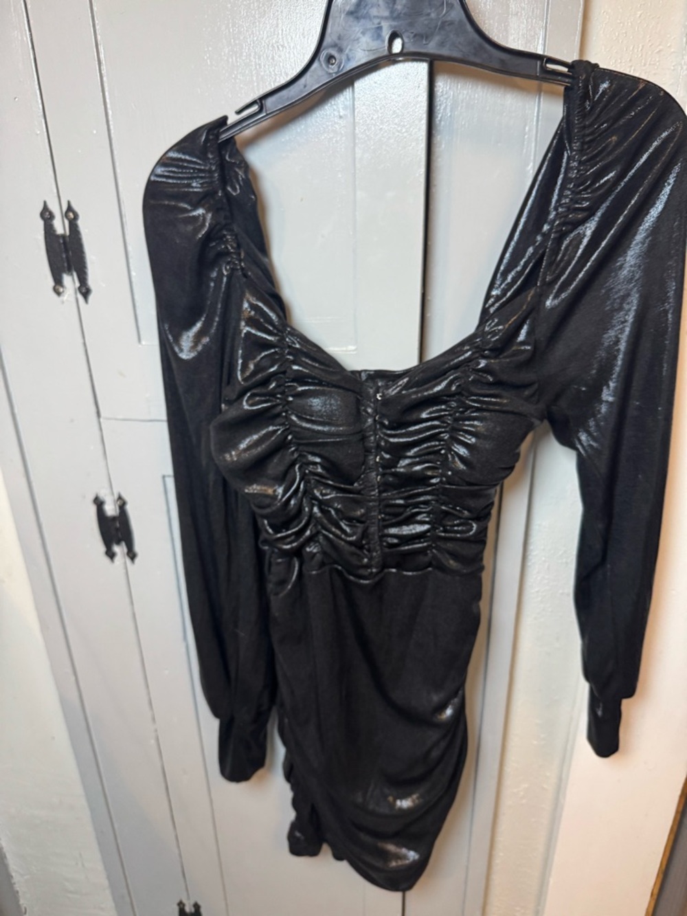 privy Black Ruched Dress with Scoop Neck